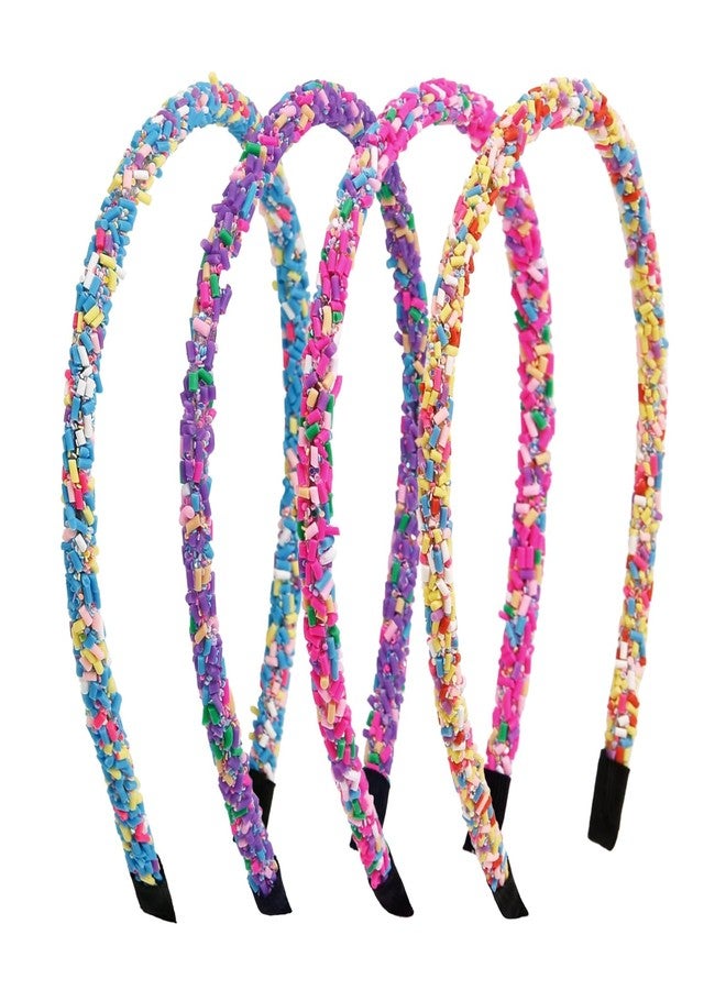ROBOHOOK 4Pcs Candy Headbands for Girls, Thin Cute Sprinkle Donut Headband, Non Slip Fashion Head Bands - Hair Accessories(Colorful) - Image 1